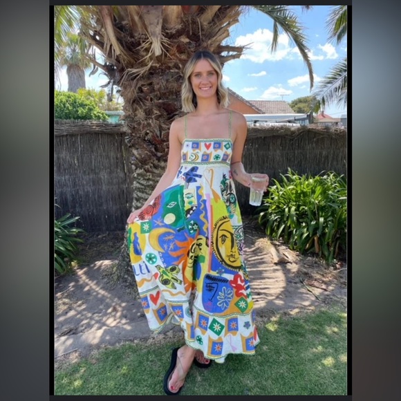 Soleil Print Linen Midi Sundress - Picture 9 of 10